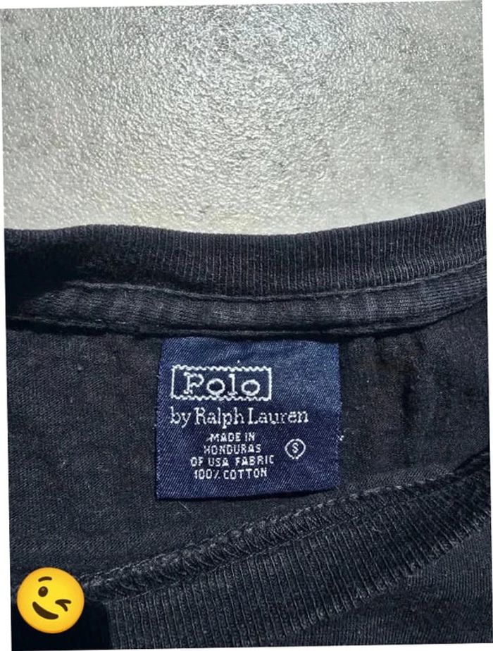 T-shirt Ralph Lauren S coupe col rond noir Homme Men tee59 - photo numéro 3