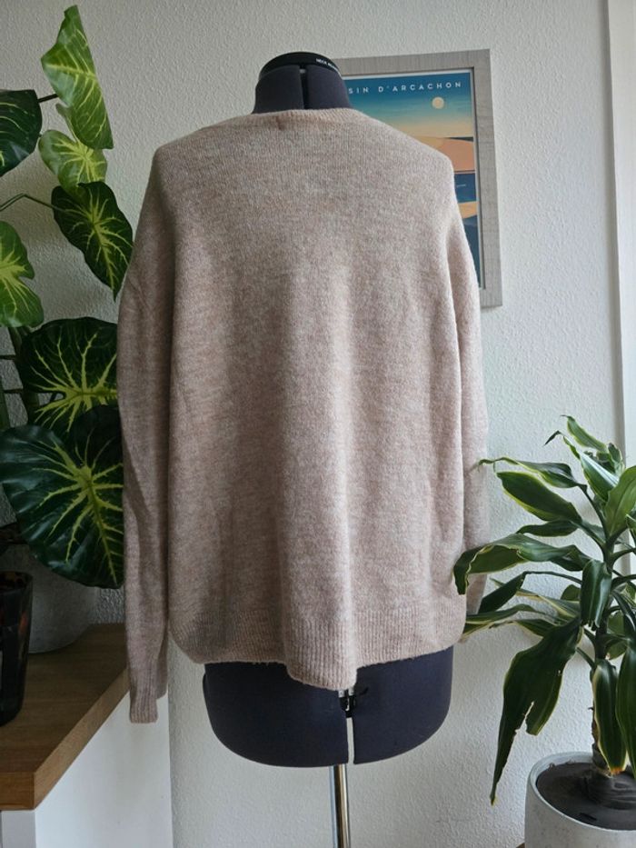 Pull beige col rond coupe oversize - H&M - taille L - 40/42 - photo numéro 3