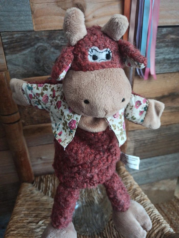 Peluche marionnette vache cocktail Scandinave tbe - photo numéro 4