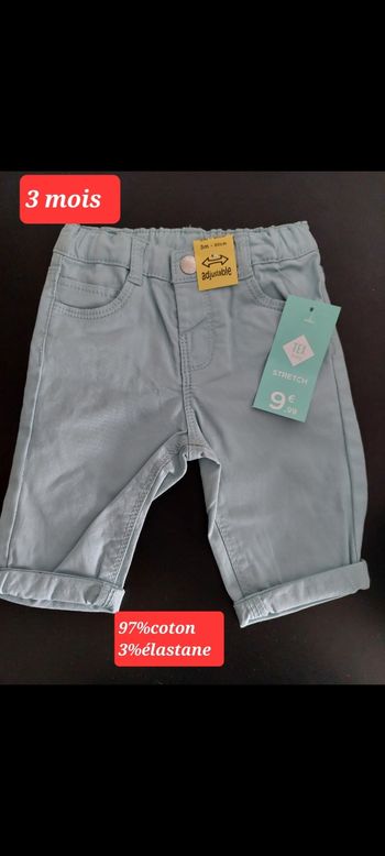 Pantalon léger bleu clair fille 3 mois