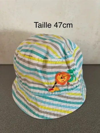 Bob chapeau rayé motif lion taille 47cm Kitchoun