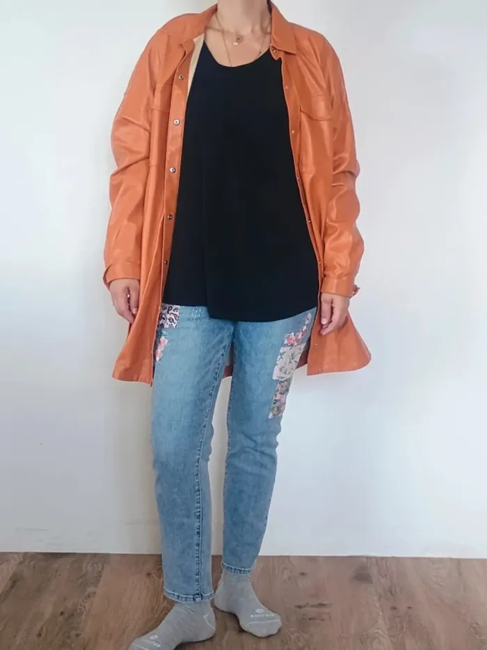 veste 3/4 facon cuir Bershka M - photo numéro 4
