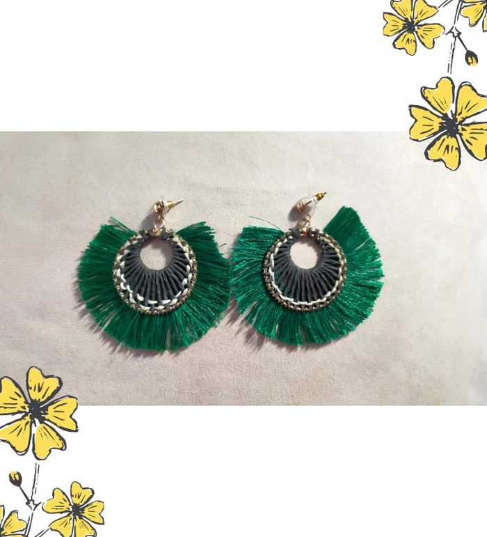 Boucles d'oreilles créoles vertes bohèmes – Collection Émeraude Urbaine - photo numéro 6