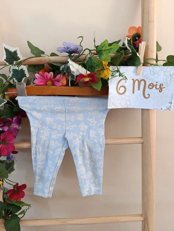 Leggings bleu ciel et blanc 6mois C&A