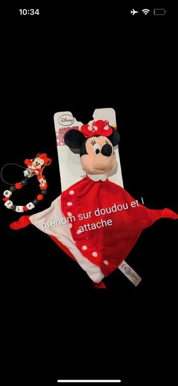 Ensemble attache tétine et doudou Minnie 