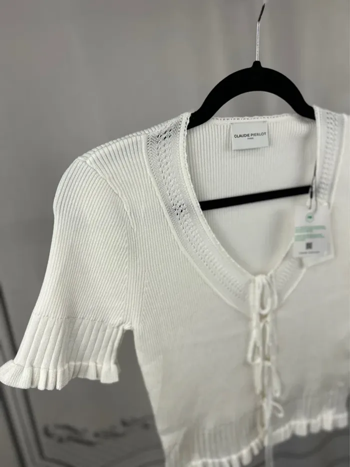 Top court maille crème Claudie Pierlot T. XS neuf - photo numéro 2