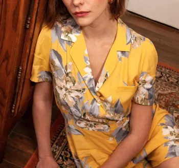 Combishort jaune fleurie frnch