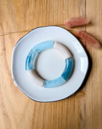Bracelet tube bleu crème