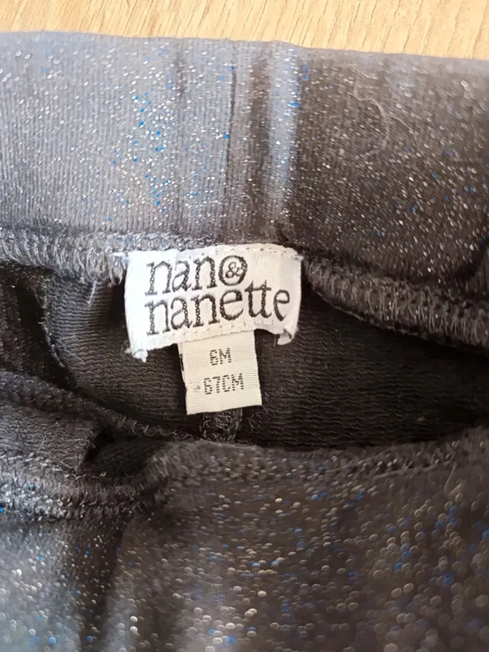T-shirt manches longues rose Z Grain de blé pantalon noir pailleté Nano & Nanette bébé fille 6 mois - photo numéro 9