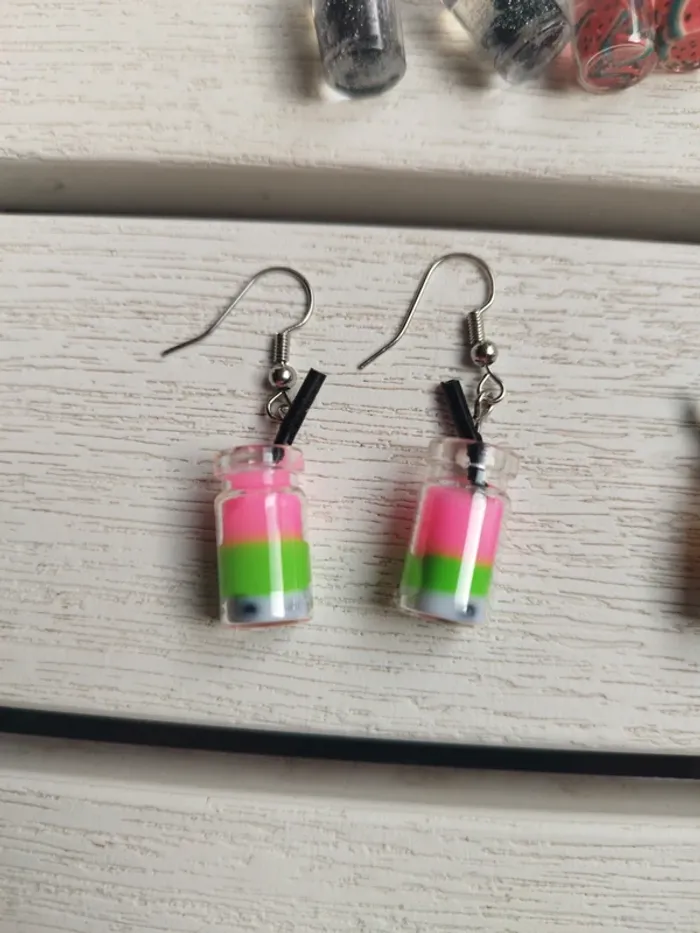 Lot de 5 paires boucles d'oreilles verrines - photo numéro 5