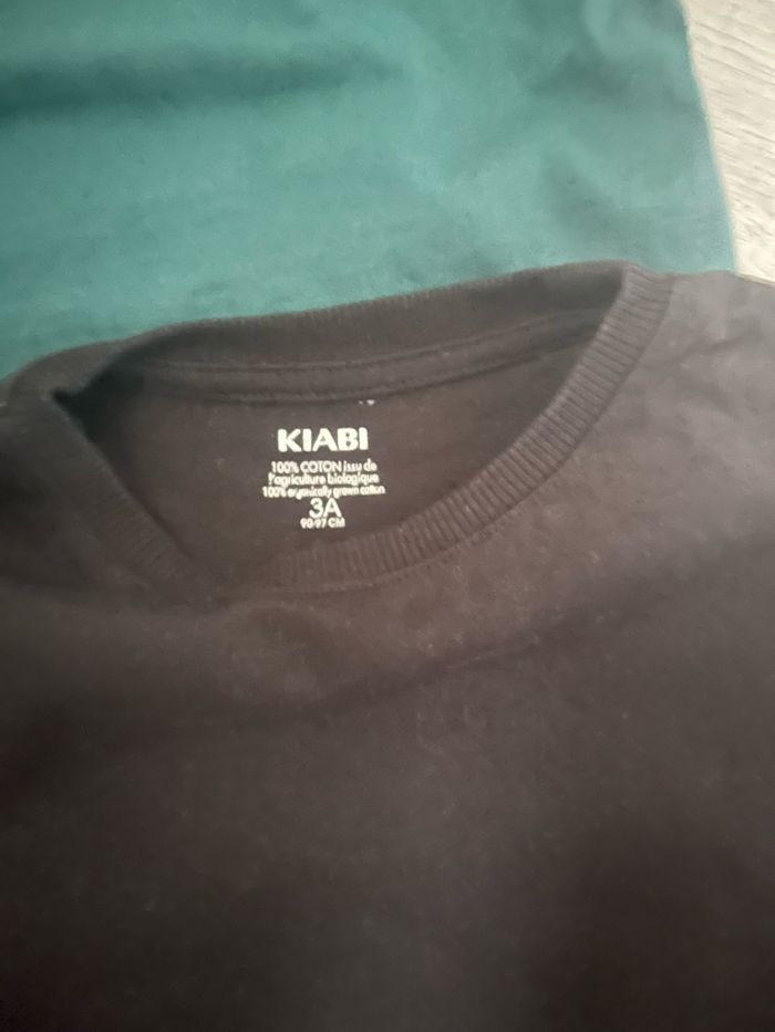 Lot de 2 t shirts à manches longues noir et bleu fille 3 ans - photo numéro 4