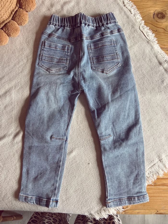 Jean destroy troué 100 élastique bleu - photo numéro 3