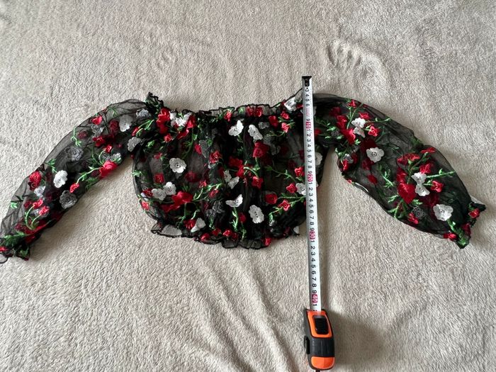 Top transparent à fleurs brodées – taille M - photo numéro 2