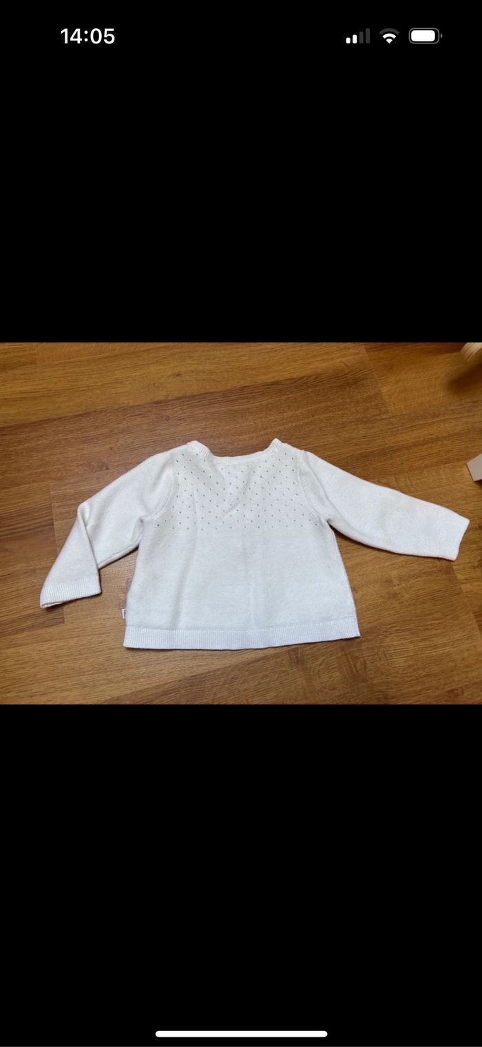 Gilet blanc bébé fille obaibi 12 mois - photo numéro 4