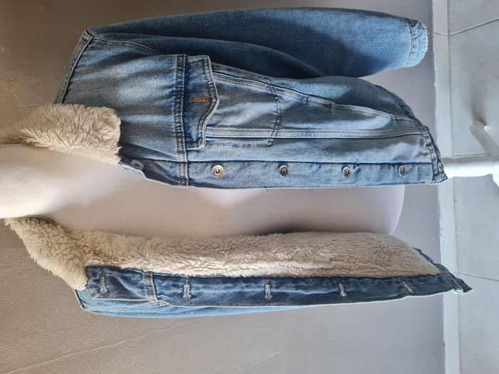 veste jeans molletonné stradivarius - photo numéro 3