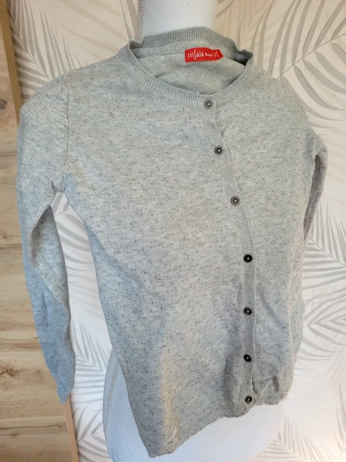 Gilet gris avec effet brillant argenté taille 10 ans - photo numéro 4