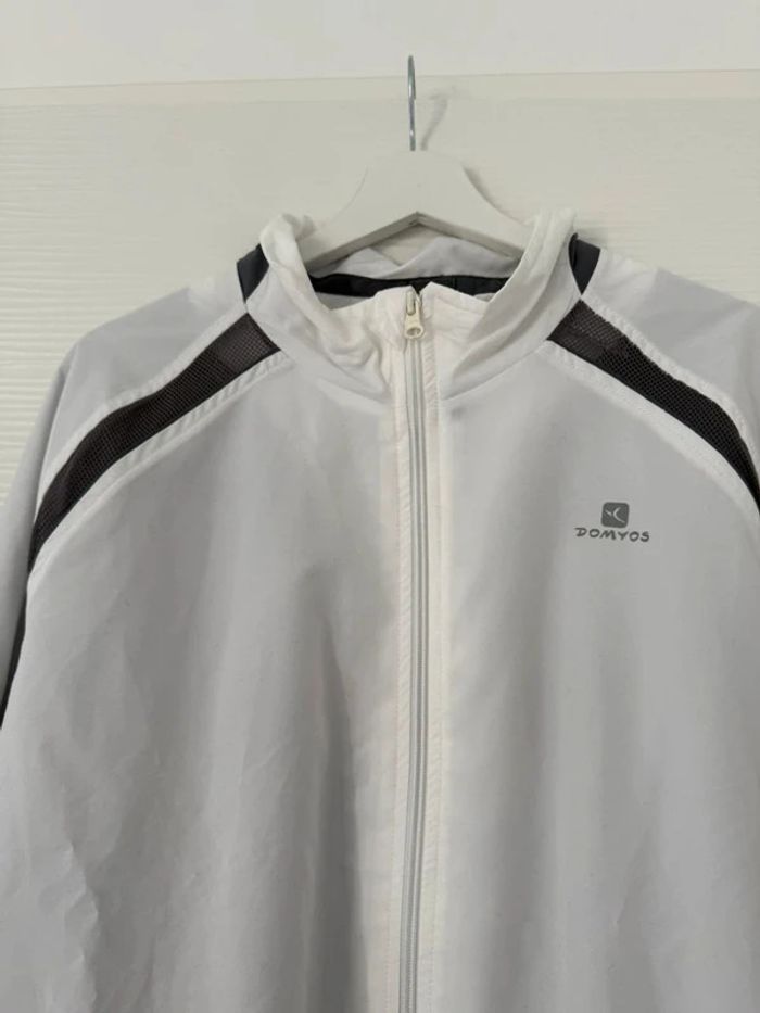 Veste survêtement sport coupe-vent blanche manches longues avec poches - photo numéro 2