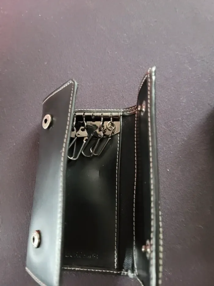 Portefeuille porte monnaie porte clés noir - photo numéro 5