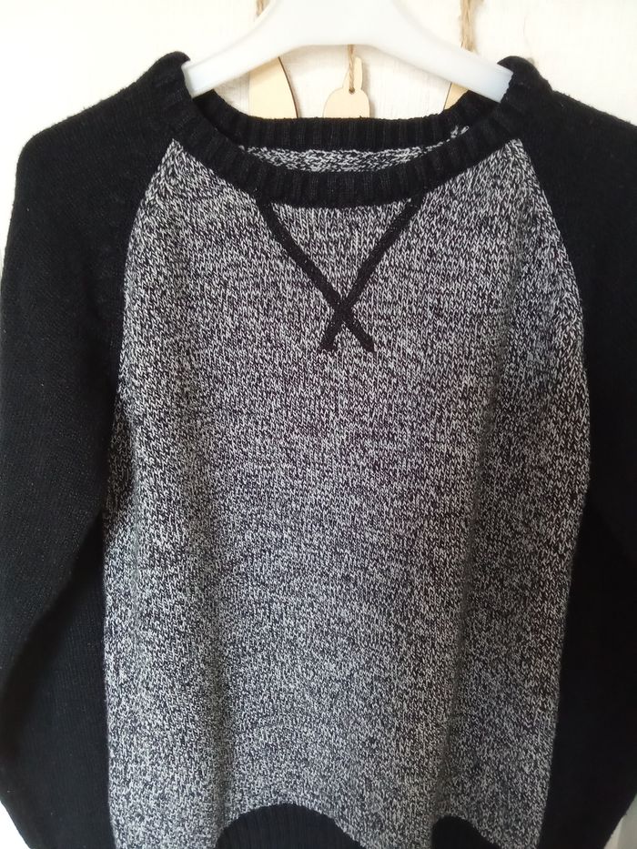 Pull garçon mi saison, automne effet côtelé gris  noir taille 9-10 ans - photo numéro 3