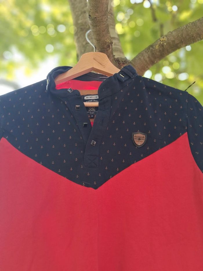 T shirt Maxway Jeans rouge et bleu - photo numéro 2