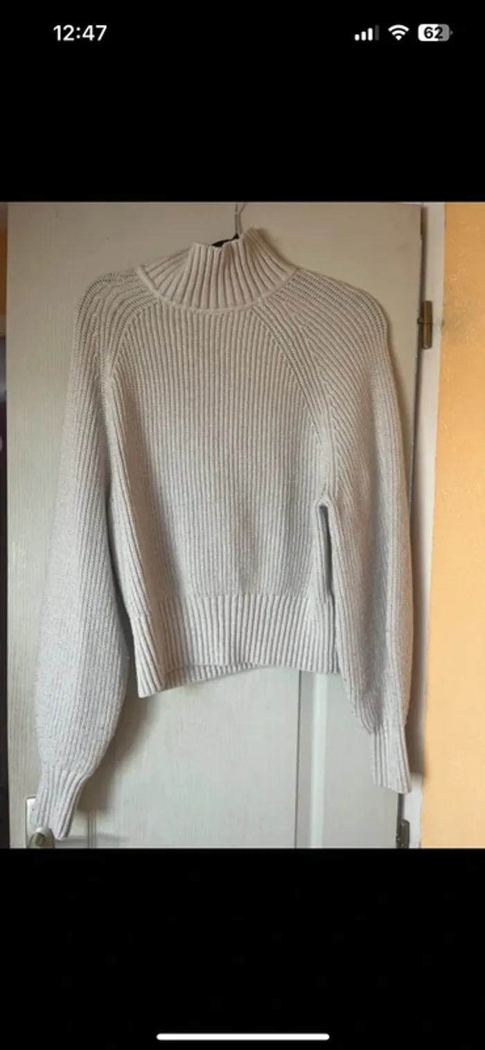 pull hm col montant crème - photo numéro 5