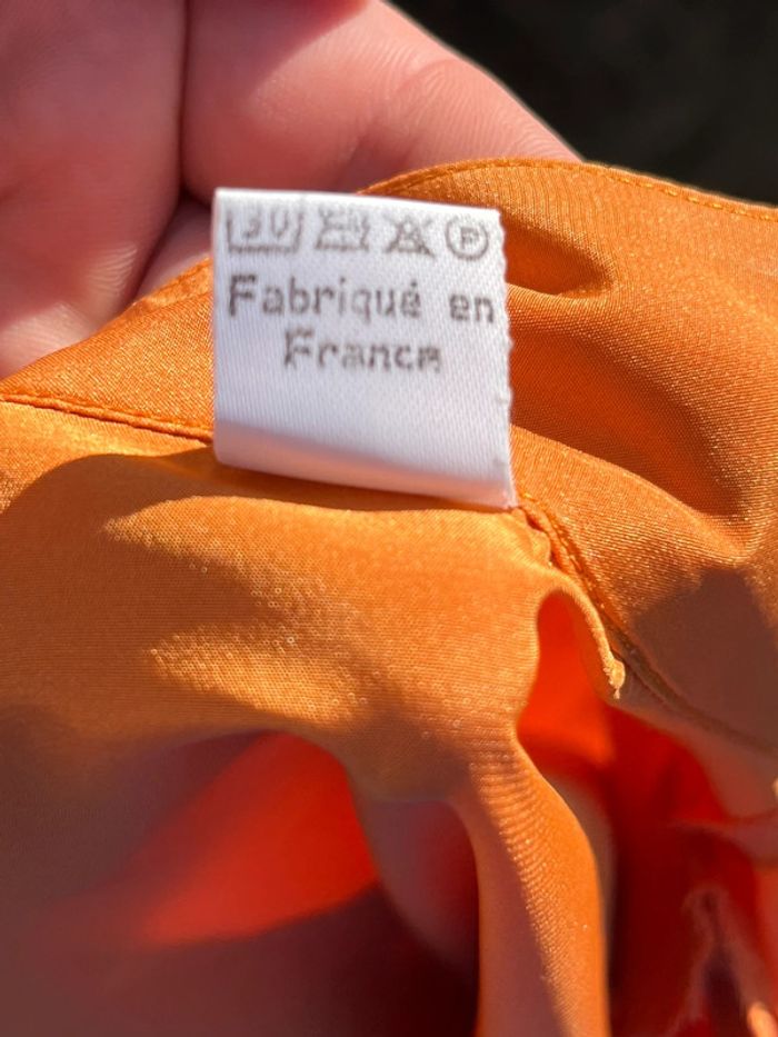 Chemise fluide manches longues bouffantes et épaulettes - orange satiné - photo numéro 12