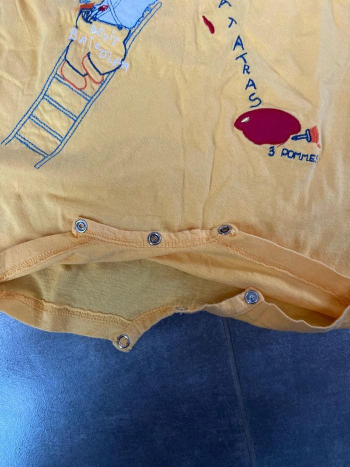 T-shirt body jaune ourson 6 mois 3 Pommes - photo numéro 5