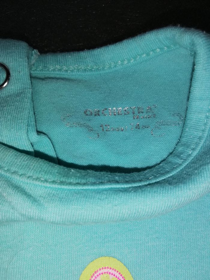 Tee-shirt manches courtes 12 mois fille orchestra bleu - photo numéro 3