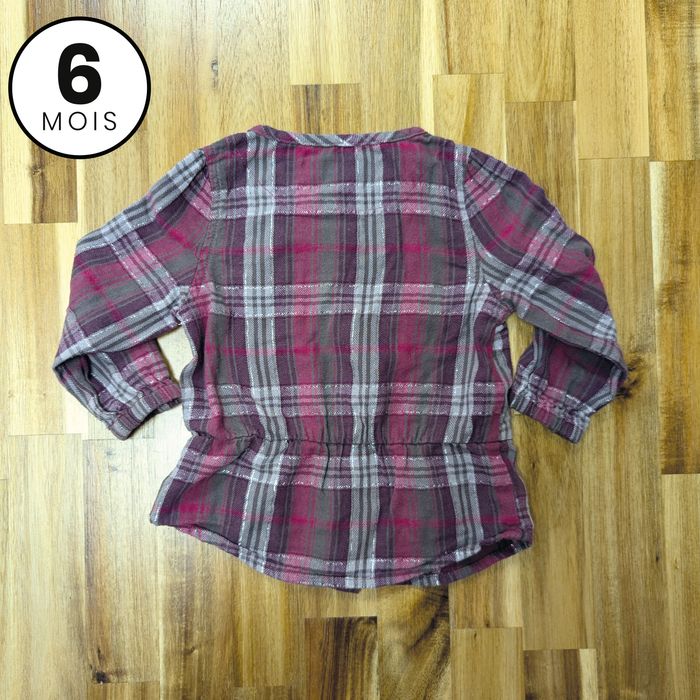 Chemise manche longue à carreaux - bébé fille 6 mois - photo numéro 2