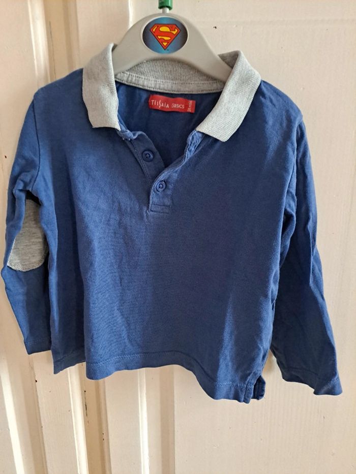 Polo manche longue bleu 24mois