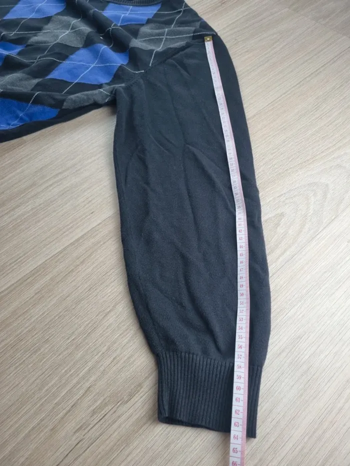 Pull a col V Tommy Hilfiger bleue/noir Homme Taille L - photo numéro 4