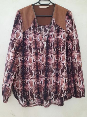 Chemise ton violet beige