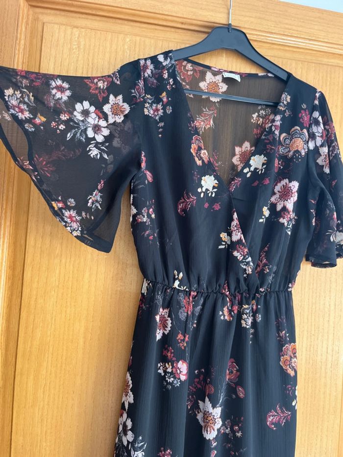 Robe longue noir fleurie été S - photo numéro 3