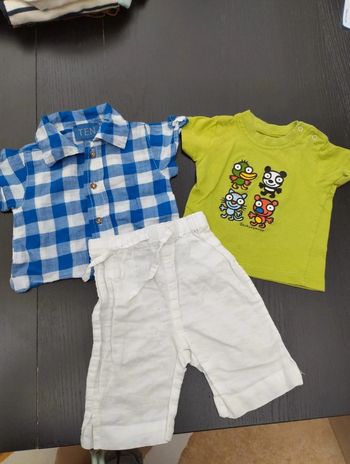 Lot vêtement bébé 3 mois 1 pantalon léger + 2 hauts