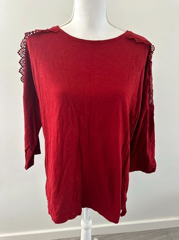 Blouse manches 3/4 bordeaux et dentelle Primark T42/44 XL/XXL