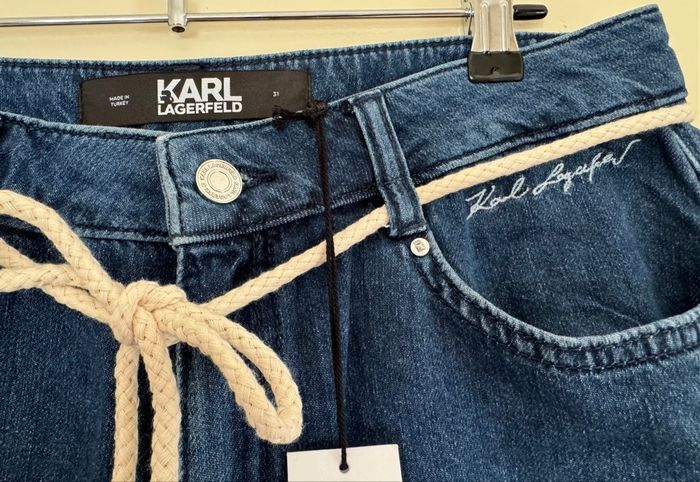 Short en jean taille haute bleu denim Karl Lagerfeld - photo numéro 3