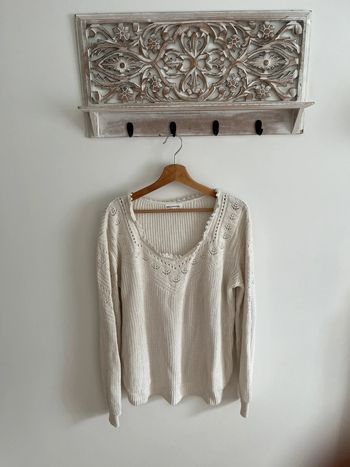 Pull femme crème ajouré camaïeu taille XL