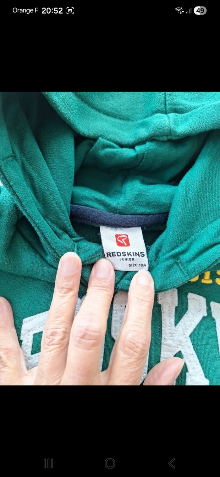 Pull capuche Redskins 10 ans - photo numéro 3