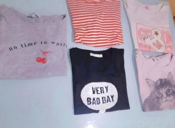 💥 Lot de 5 tee-shirts manches courtes – Taille 12 ans