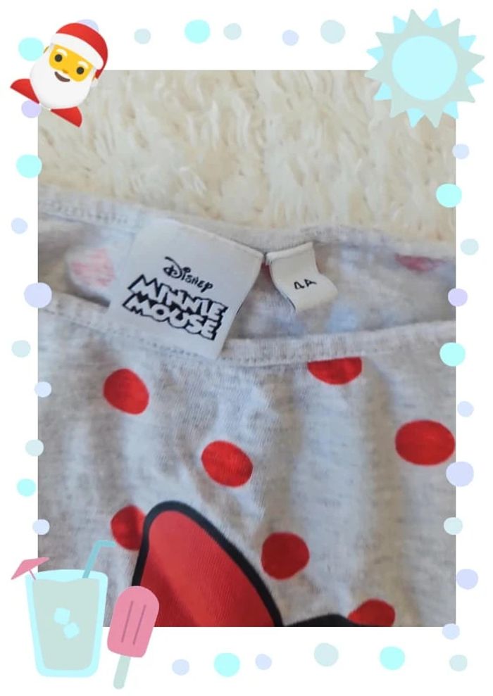 Tee shirt manche courte fille 4 ans minnie gris pois rouge - photo numéro 2