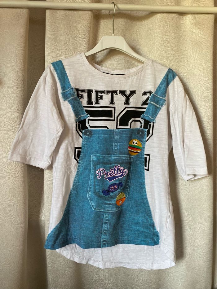 T-shirt manches 3/4 imprimé salopette 11/12 ans C&A