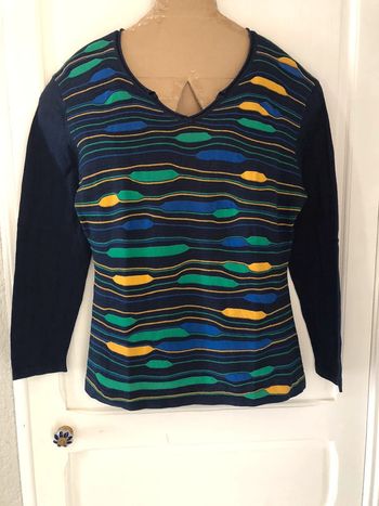 MM4- Pull vintage imprimé multicolore en coton T unique (40-44)