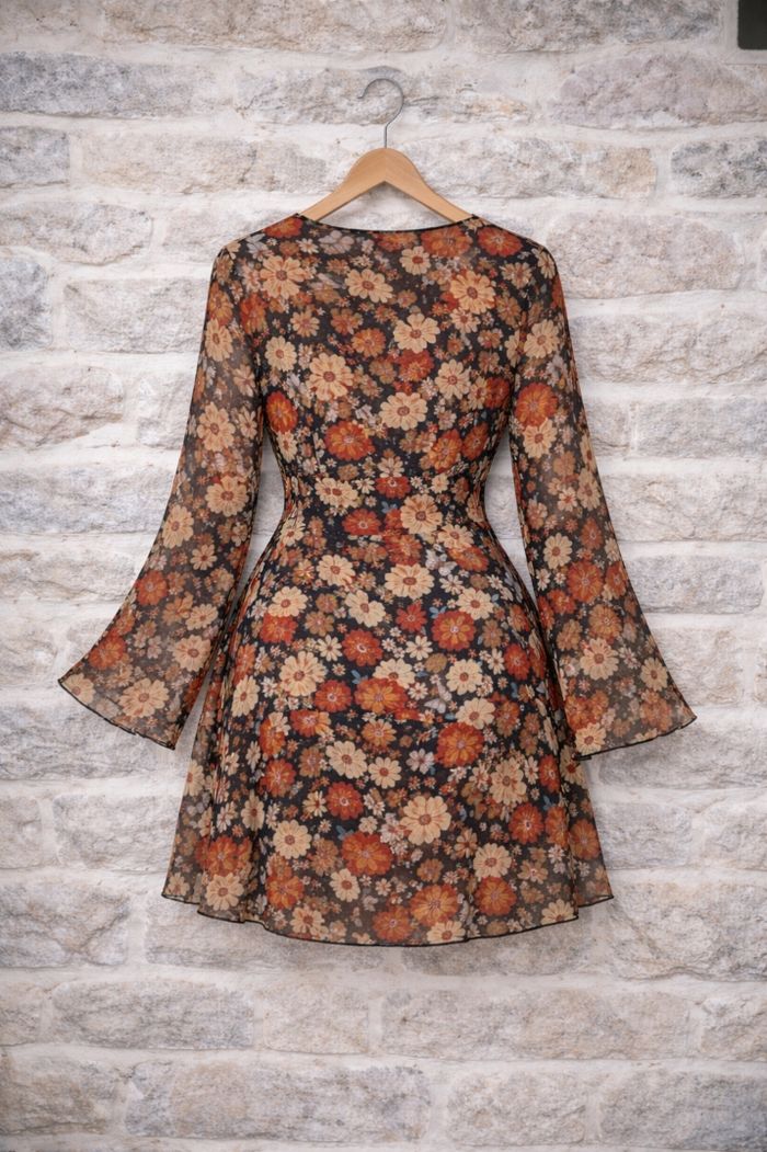 Robe bohème manches longues transparentes multicolore Femme taille 52 marque Boohoo 💍 - photo numéro 8