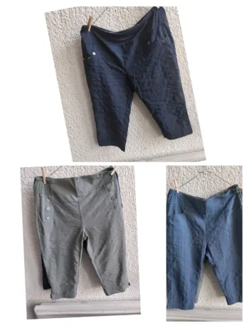 3 pantacourt élastique à la taille  bleu vert taille L