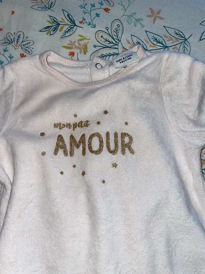 Pyjama rose pâle « mon petit amour » - photo numéro 2