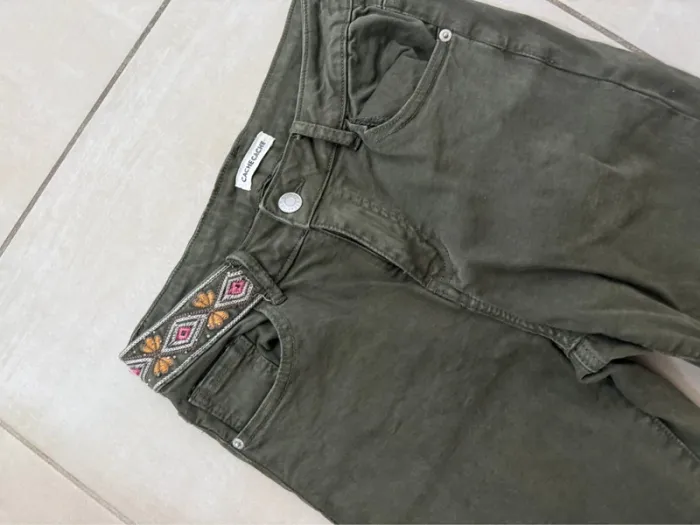 Jean élastiqué kaki taille 36 S Cache cache - photo numéro 3