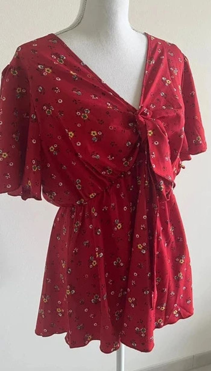 Top péplum rouge avec des fleurs - Boutique indépendante - photo numéro 4