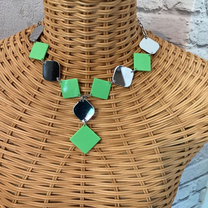 Collier vintage | vert & argenté 🌸 - photo numéro 2