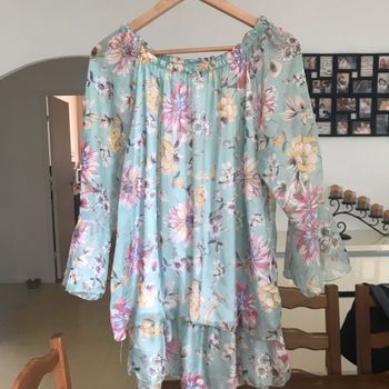 Blouse été femme épaule dénudée a fleur