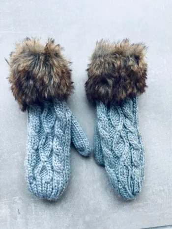 Moufles chaud femme gris en maille neufs